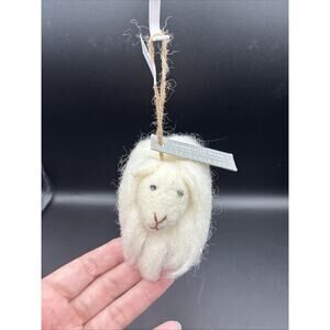 NEW* Pottery Barn Holiday Handcrafted Fluffy Wool Lamb Sheep Ornament Christmas